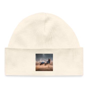Cranes Morning Mist Migratory Birds Golden Light - Baby Organic Beanie - white - Front