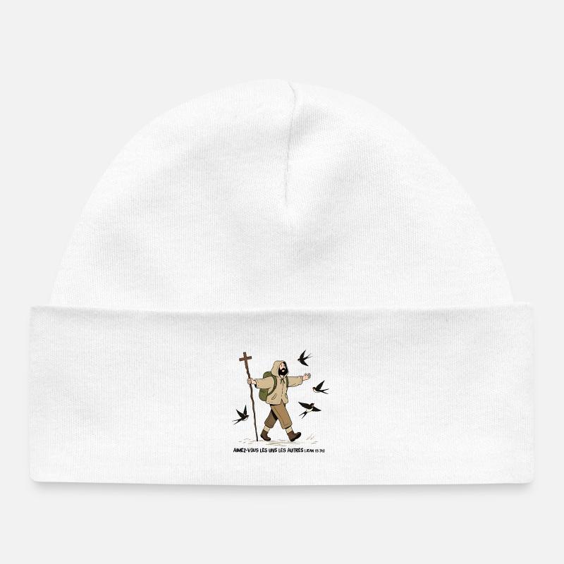 Pèlerin, Aimez-vous les uns les autres - Bonnet bébé bio - blanc