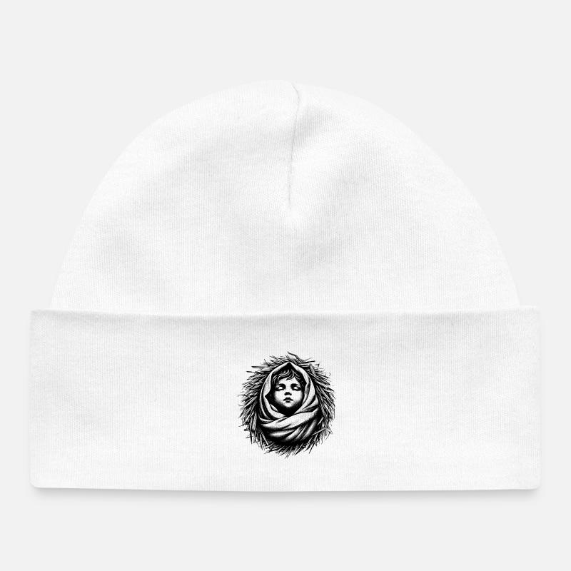 Le Bébé Jésus né dans la crèche de Noël - Bonnet bébé bio - blanc
