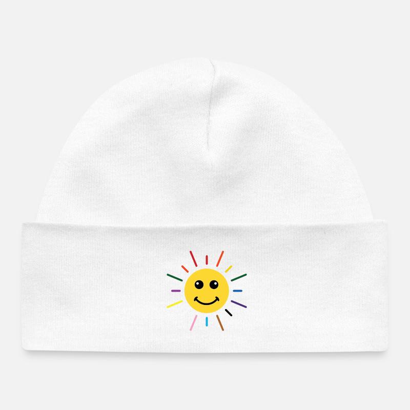 Soleil Arc-en-ciel Sourire LGBTQ - Bonnet bébé bio - blanc