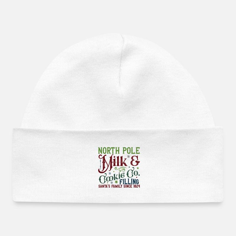 North Pole Milk & Biscuits Collection - Baby Organic Beanie - white