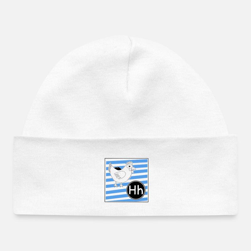 H pour poulet - Bonnet bébé bio - blanc