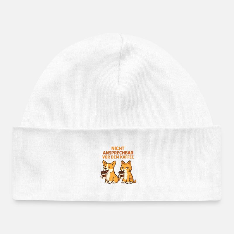 Chien et chat - Bonnet bébé bio - blanc