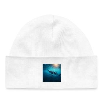Whale shark mother with baby underwater nature - Baby Organic Beanie - white - Front
