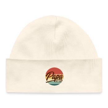Papa Since 1963 Retro Sunset Vintage Design - Baby Organic Beanie - white - Front
