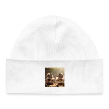 Dancing squirrels in tutu with acorns - Baby Organic Beanie - white - Front