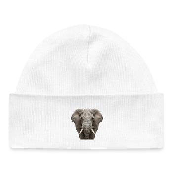 Elefant Porträt Majestätisch Wildlife Design - Baby Organic Mütze - Weiß - Vorne