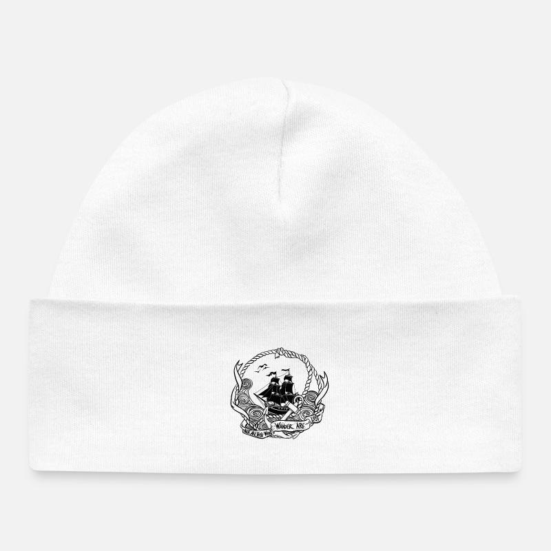 Navire pirate dans un cercle de cordes - Bonnet bébé bio - blanc