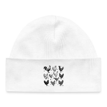 Chickens Tattoo Design in 90s Vintage Style - Baby Organic Beanie - white - Front