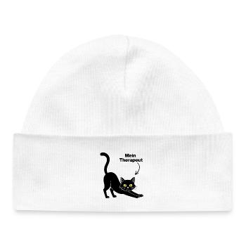 MY CAT IS MY THERAPIST😻 CATLOVER FURRY NOSE - Baby Organic Beanie - white - Front