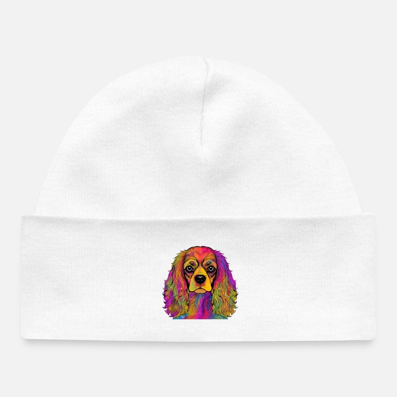 Cavalier King Charles Spaniel - Baby Organic Beanie - white