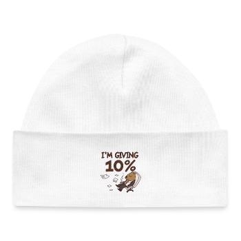 I give 10% Cartoon Bear Office -Motivation Anti - Baby Organic Beanie - white - Front