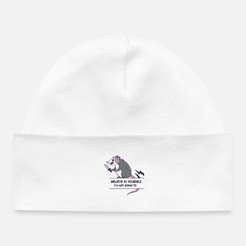 Coach anti-motivation Opposum : Croyez en vous - Bonnet bébé bio - blanc