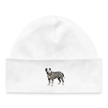 Pitbull im Zebra-Look: Cooles Urban Hybrid Design - Baby Organic Mütze - Weiß - Vorne