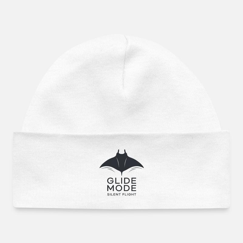 GLIDE MODE – silhouette minimaliste de raie manta - Bonnet bébé bio - blanc