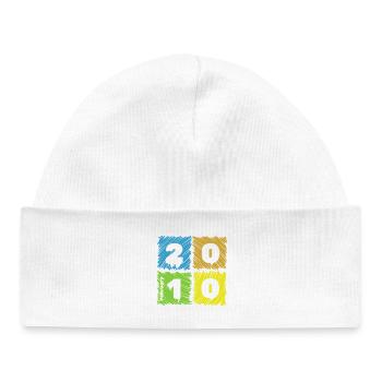 16. Geburtstag Farbige Patches since 02/2010 - Baby Organic Beanie - white - Front