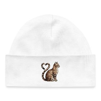 Amour des chats dans un look brodé (imprimé) - Bonnet bébé bio - blanc - Devant