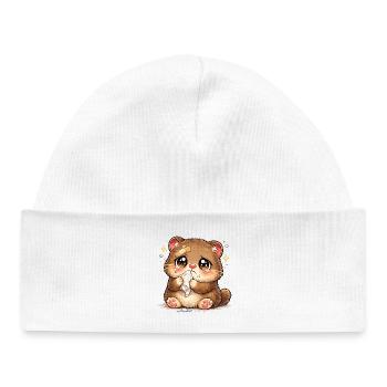 Cuddly Kitten Tear Ribbon Consolation - Baby Organic Beanie - white - Front