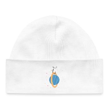 Planète au crochet (3/3) - Bonnet bébé bio - blanc - Devant