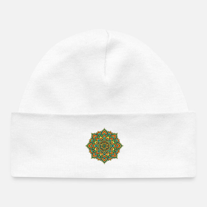 Mandala coloré – Harmonie et équilibre - Bonnet bébé bio - blanc