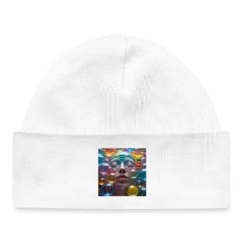 Face among Neon Bubbles - Baby Organic Beanie - white - Front