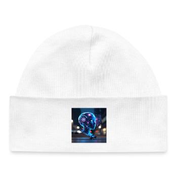 Neon-Holografisches KI-Porträt - Baby Organic Mütze - Weiß - Vorne