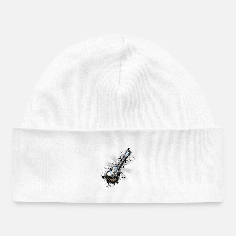Guitare chromée brillante - Bonnet bébé bio - blanc