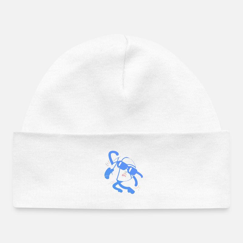 Balle bleue - Bonnet bébé bio - blanc