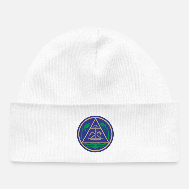 51195_Zimmerer Emblème géométrique du triangle - Bonnet bébé bio - blanc