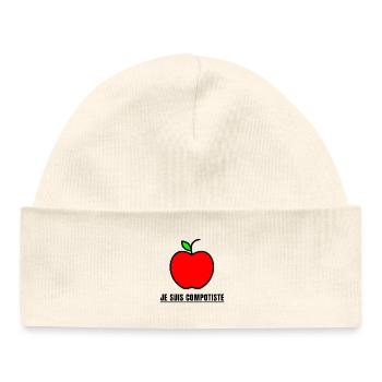 JE SUIS COMPOTISTE (pomme, complot)  - Bonnet bébé bio - blanc - Devant