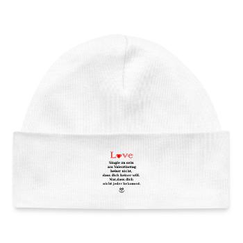 Célibataire pour Valentine avec le cœur - Bonnet bébé bio - blanc - Devant