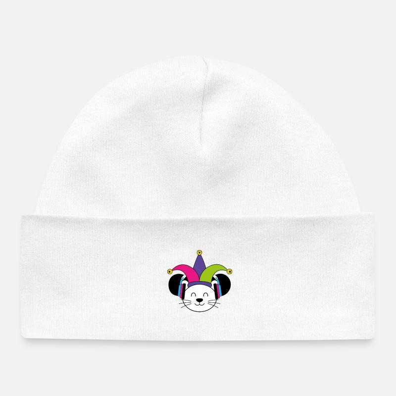Souris de carnaval - Bonnet bébé bio - blanc