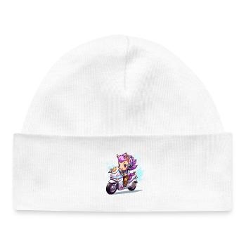 Héroïne moto Chibi - Bonnet bébé bio - blanc - Devant
