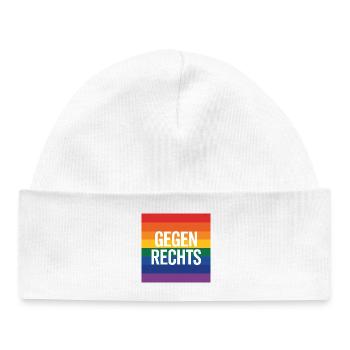 Gegen Rechts - Antifa Regenbogen Tee - Baby Organic Mütze - Weiß - Vorne