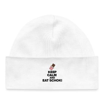 KEEP CALM AND EAT CHOCOLATE, CHOCOLATE JUNKIE GIFT - Baby Organic Beanie - white - Front