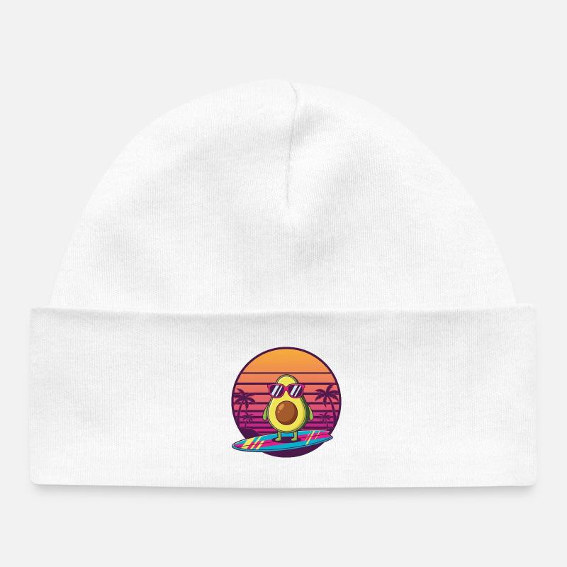 Coucher de soleil des années 80 en avocat - Bonnet bébé bio - blanc