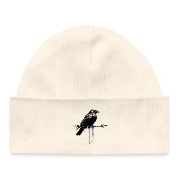 Raven on Barbed Wire Ink - Baby Organic Beanie - white - Front