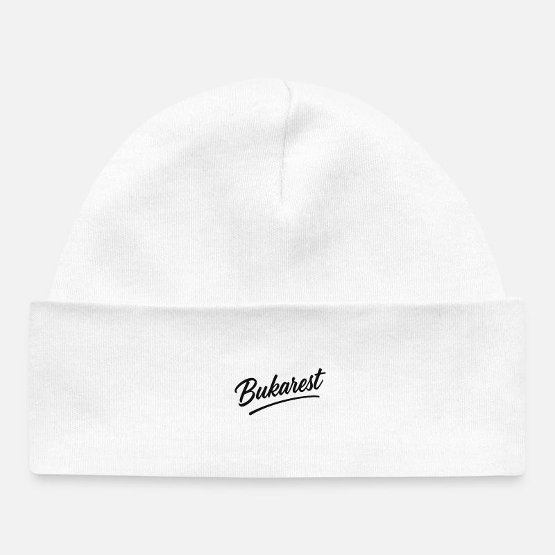 Logo vintage en écriture de Bucarest - Bonnet bébé bio - blanc