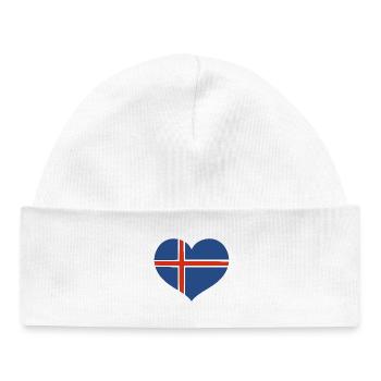Conception du cœur du drapeau islandais - Bonnet bébé bio - blanc - Devant