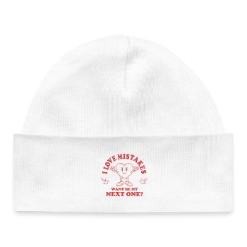 Love Mistakes – Funny Retro Pick-Up Line - Baby Organic Beanie - white - Front