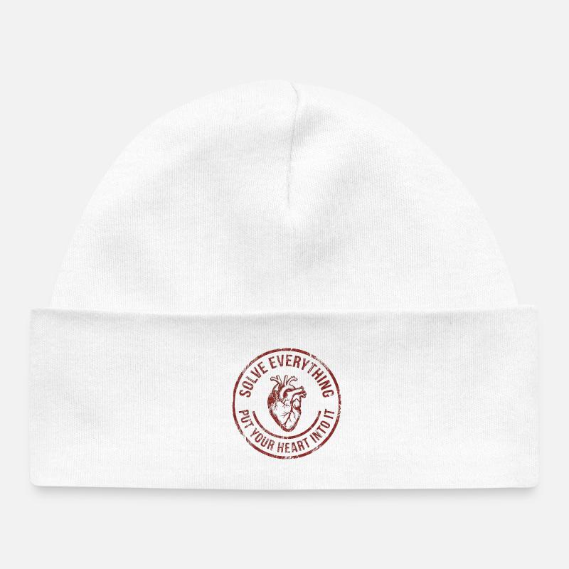 Mettez-y votre cœur - Bonnet bébé bio - blanc