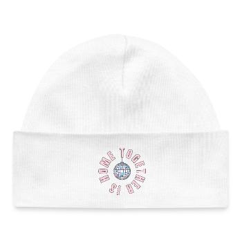 La maison, c’est là où nous sommes ensemble - boule disco - Bonnet bébé bio - blanc - Devant