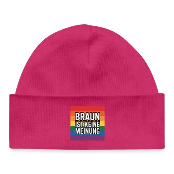 Braun ist keine Meinung - Antifa Tee - Baby Organic Mütze - Weiß - Vorne