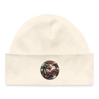 Cercle du Dragon : Motif de l’emblème du dragon chinois - Bonnet bébé bio - blanc - Devant
