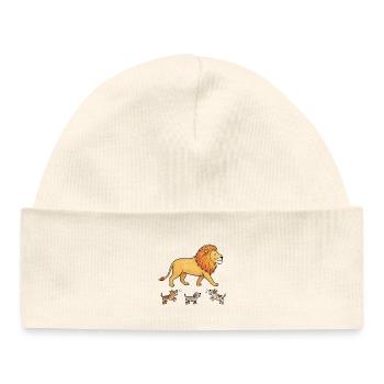 Lion qui ignore les aboiements de chiens - Bonnet bébé bio - blanc - Devant