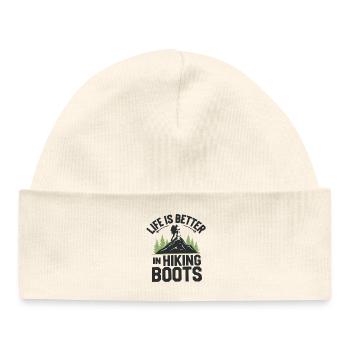 La vie est meilleure avec des chaussures de randonnée - Bonnet bébé bio - blanc - Devant