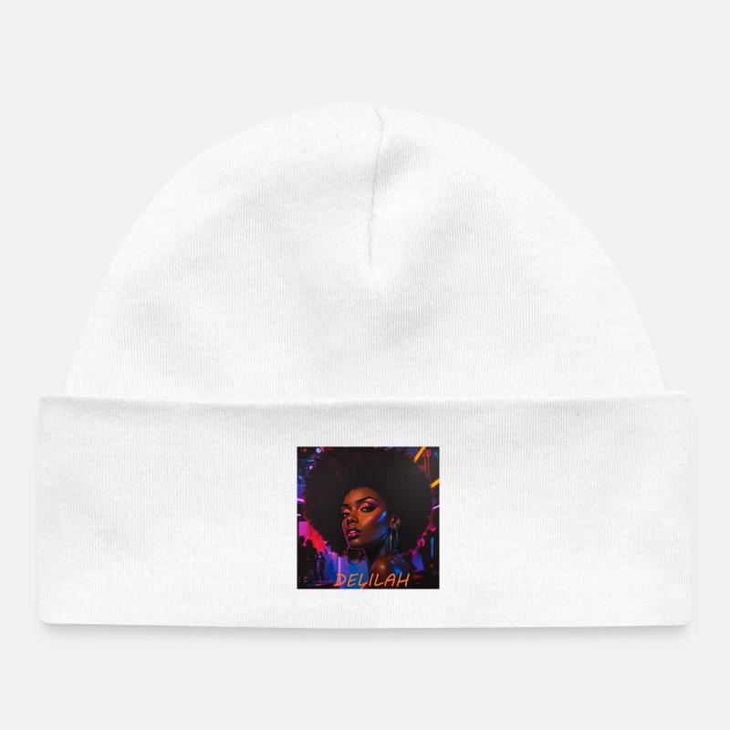 Delilah Portrait afro néon - Bonnet bébé bio - blanc