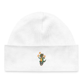 Fire-Blower on Unicycle - Baby Organic Beanie - white - Front