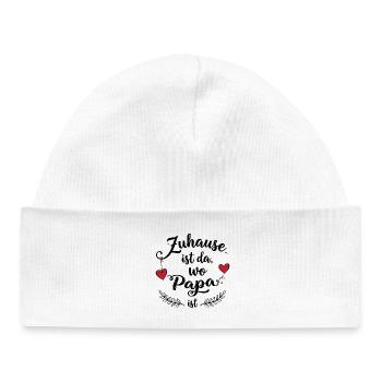 La maison, c’est là où est papa - Un doux design familial - Bonnet bébé bio - blanc - Devant