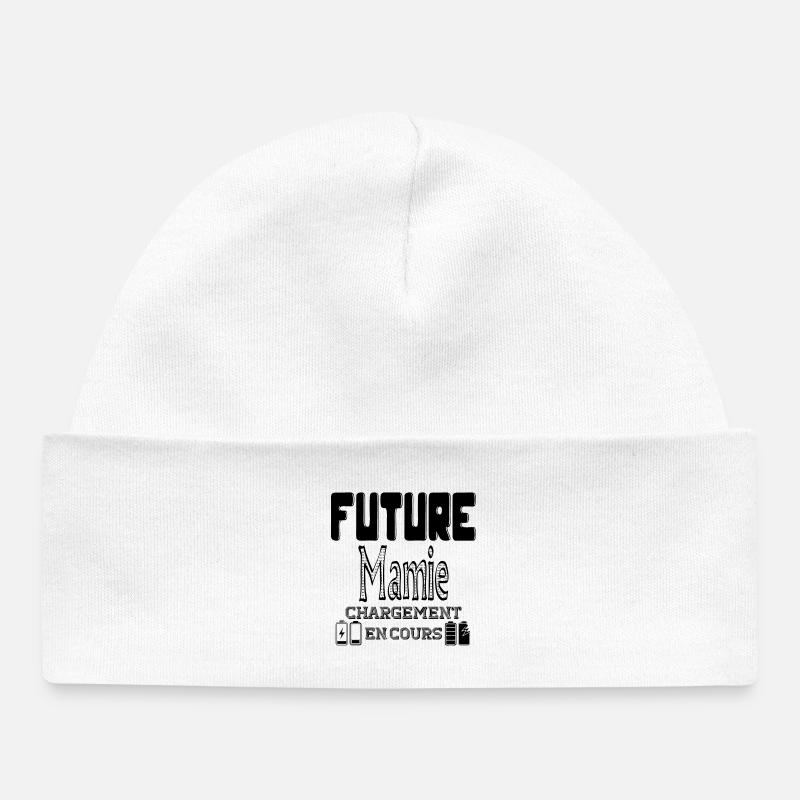 Future Granny Loading In Progress - Baby Organic Beanie - white